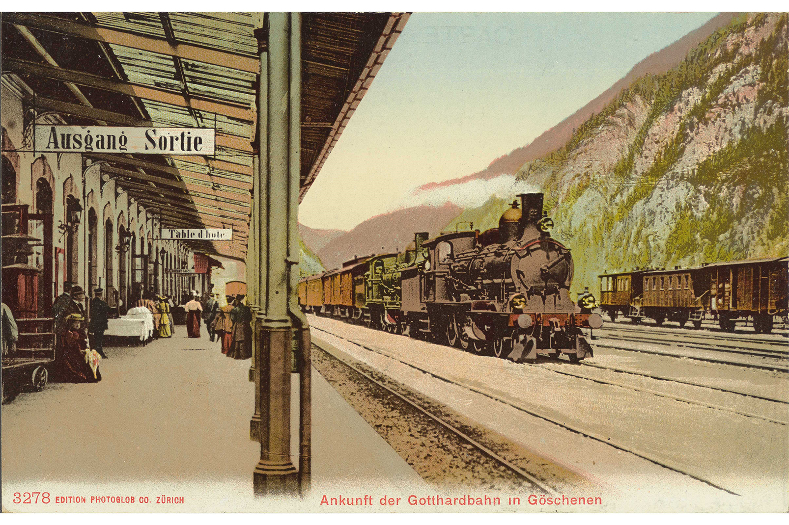 Bahnhof Göschenen, Postkarte ca. 1905, ©SBB Historic